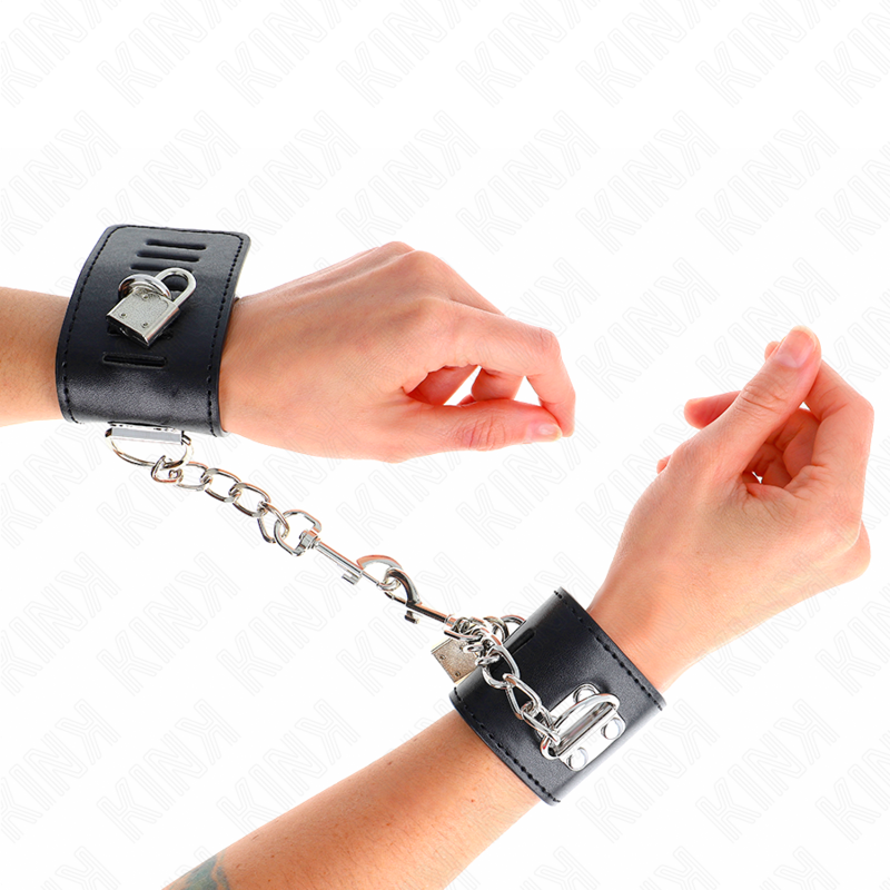 KINK - WRIST RESTRAINTS WITH PADLOCK CLOSURE BLACK ADJUSTABLE 16-23 CM X 5.5 CM - NOCTURNA DESIRES