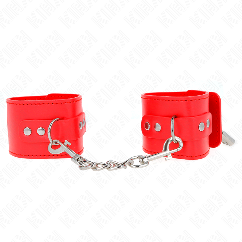 KINK - WRIST RESTRAINTS WITH PADLOCK CLOSURE RED ADJUSTABLE 16-23 CM X 5.5 CM - NOCTURNA DESIRES