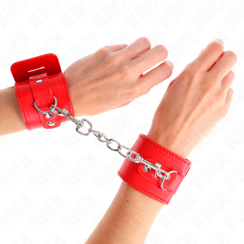KINK - WRIST RESTRAINTS WITH PADLOCK CLOSURE RED ADJUSTABLE 16-23 CM X 5.5 CM - NOCTURNA DESIRES