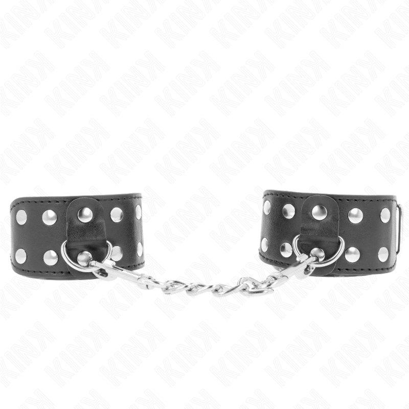 KINK - WRISTBANDS WITH DOUBLE LINE OF ADJUSTABLE STUDS BLACK - NOCTURNA DESIRES