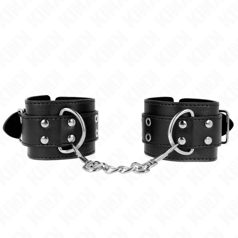 KINK - DOUBLE BUCKLE WRIST RESTRAINTS BLACK ADJUSTABLE 19-26 CM - NOCTURNA DESIRES