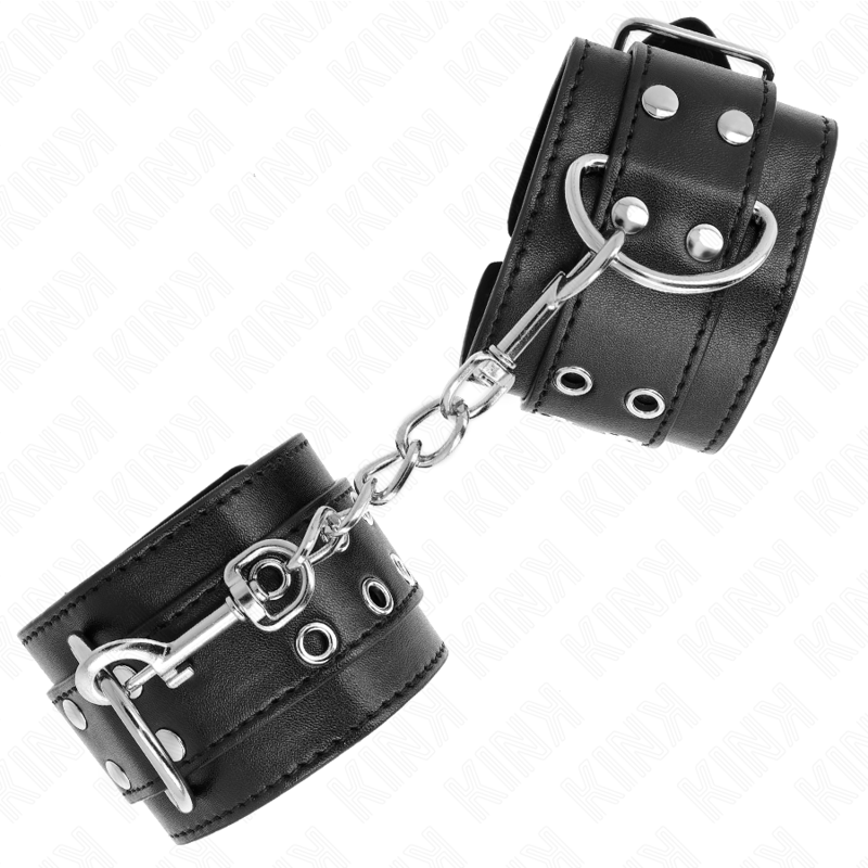 KINK - DOUBLE BUCKLE WRIST RESTRAINTS BLACK ADJUSTABLE 19-26 CM - NOCTURNA DESIRES