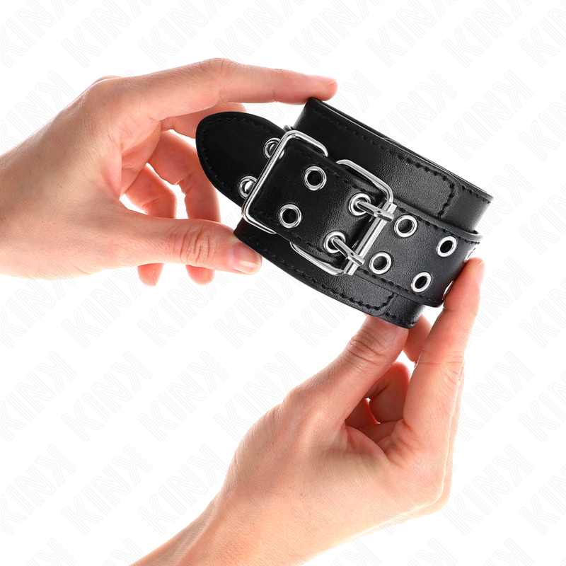 KINK - DOUBLE BUCKLE WRIST RESTRAINTS BLACK ADJUSTABLE 19-26 CM - NOCTURNA DESIRES