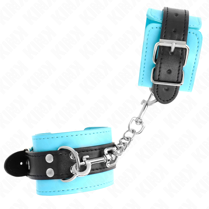 KINK - HOOK WRIST RESTRAINTS BLUE FUR LINED ADJUSTABLE 20-28 CM X 5.5 CM - NOCTURNA DESIRES