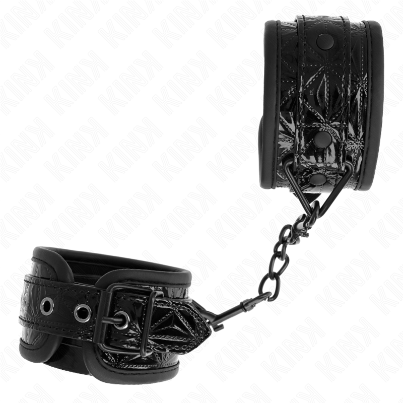 KINK - DIAMOND PATTERN WRIST RESTRAINTS BLACK ADJUSTABLE 17-26 CM X 5.5 CM - NOCTURNA DESIRES