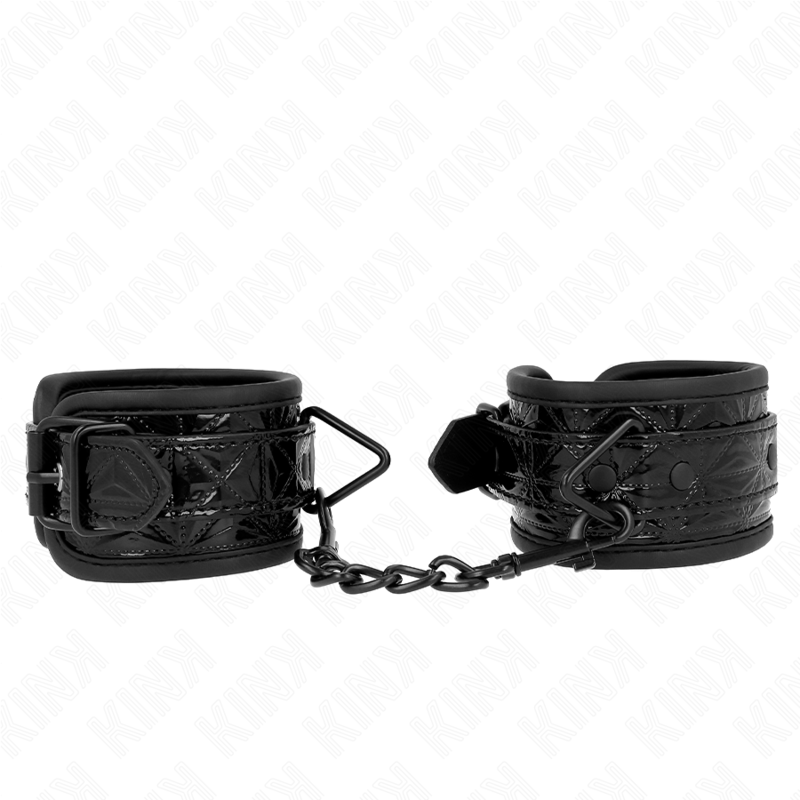 KINK - DIAMOND PATTERN WRIST RESTRAINTS BLACK ADJUSTABLE 17-26 CM X 5.5 CM - NOCTURNA DESIRES