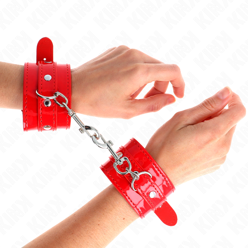 KINK - SHINY HAND CUFFS RED ADJUSTABLE 23-33 CM - NOCTURNA DESIRES