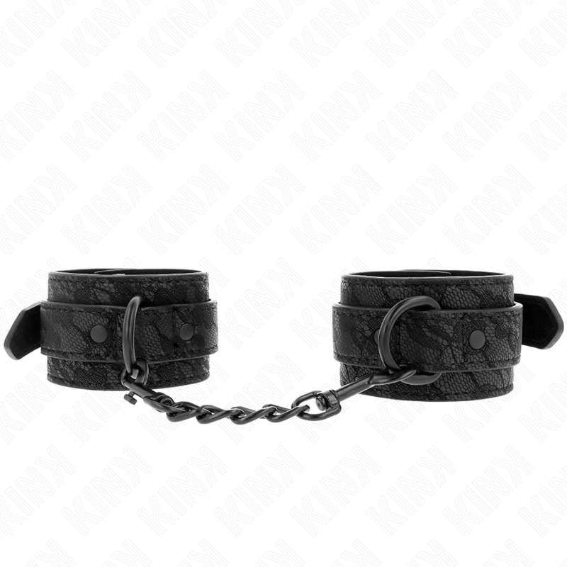 KINK - DARK LACE COVERED WRIST CUFFS ADJUSTABLE BLACK 19-26 CM - NOCTURNA DESIRES