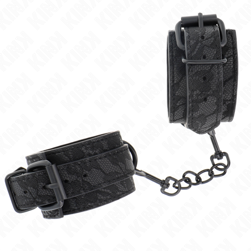 KINK - DARK LACE COVERED WRIST CUFFS ADJUSTABLE BLACK 19-26 CM - NOCTURNA DESIRES