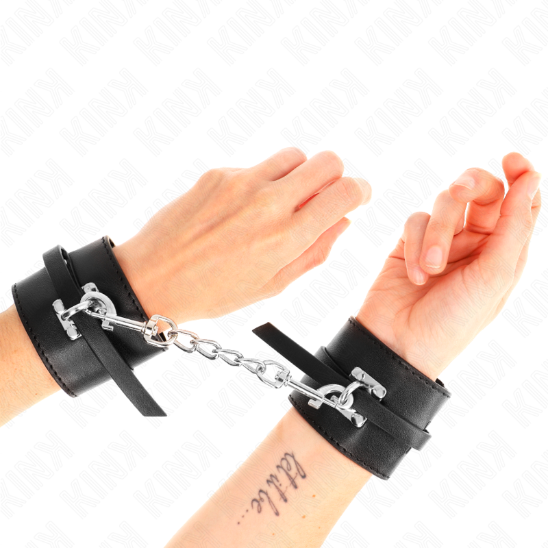KINK - DELUXE LOCKING WRIST RESTRAINTS BLACK ADJUSTABLE 14.5-21 CM X 6 CM - NOCTURNA DESIRES
