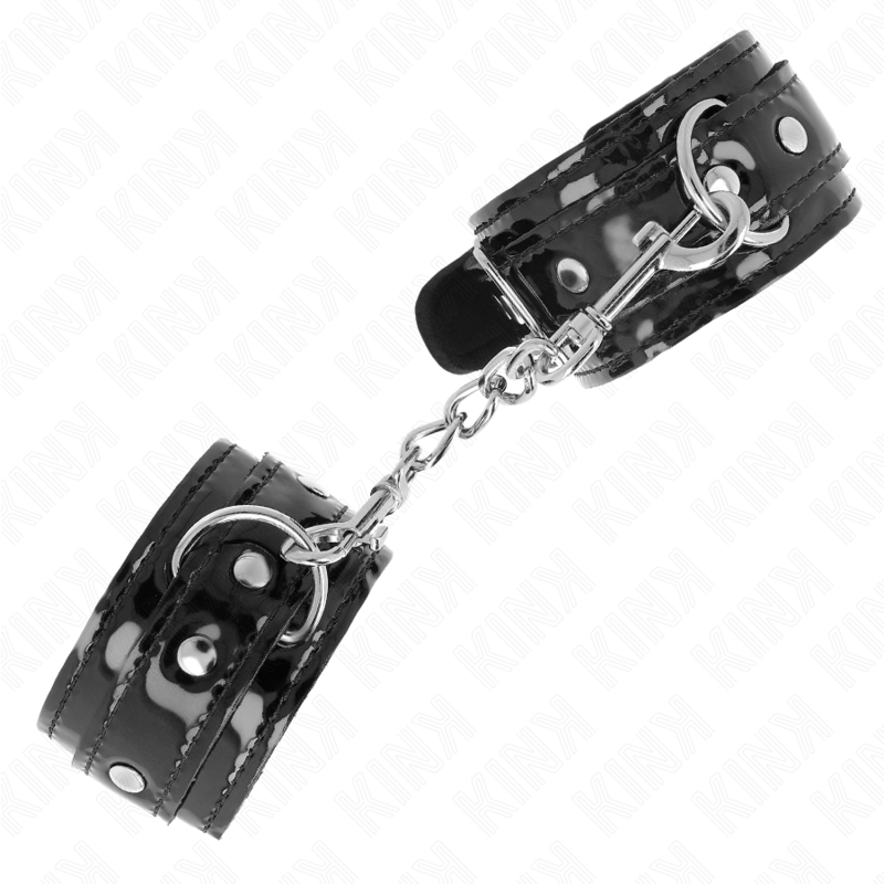 KINK - SHINY NEOPRENE WRIST CUFFS ADJUSTABLE 17-24 CM X 4.5 CM - NOCTURNA DESIRES