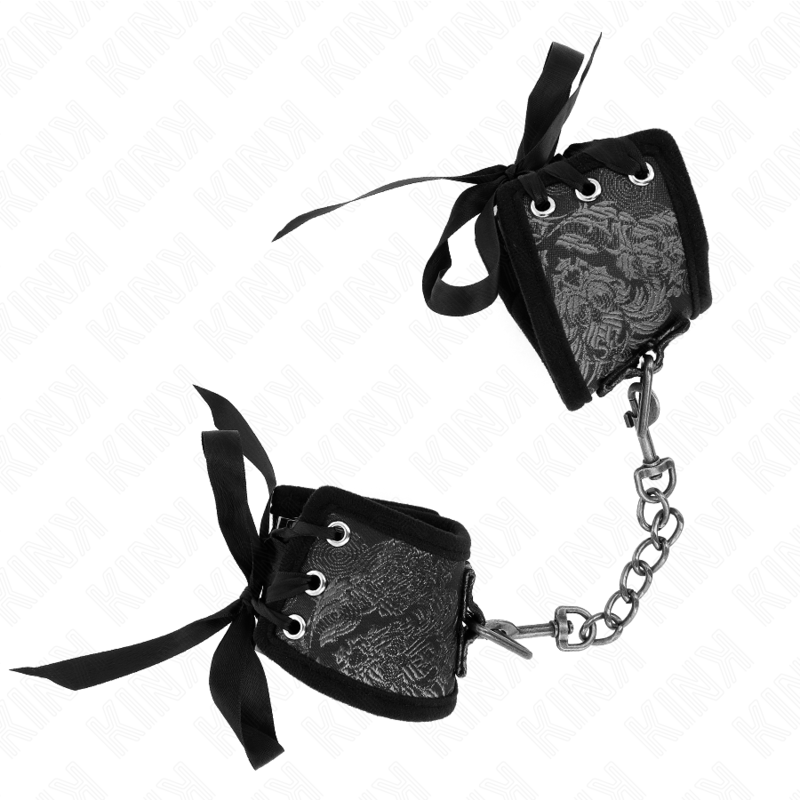 KINK - SCANDAL WRIST RESTRAINTS BLACK LACE DETAILS 24.5 CM X 6.5 CM - NOCTURNA DESIRES