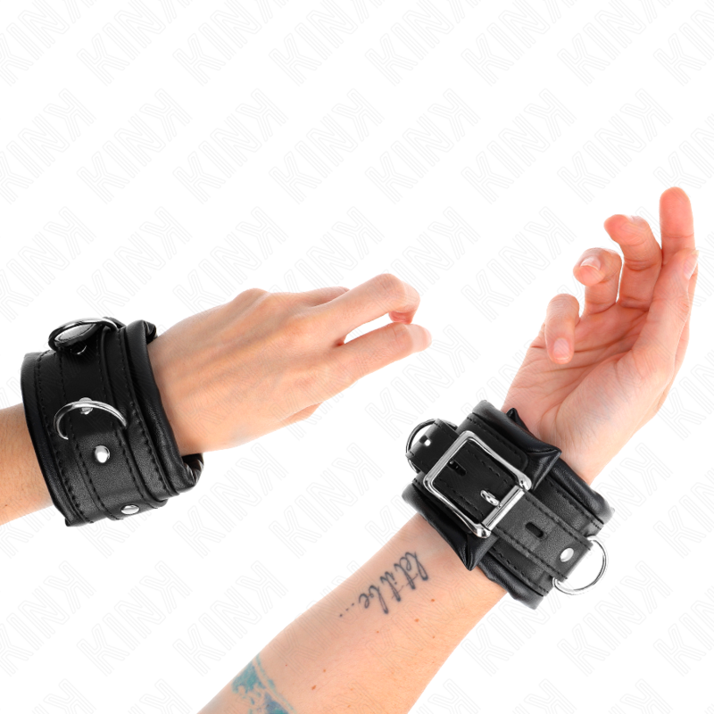 KINK - HEAVY WRIST RESTRAINTS WITH BLACK FUR LINED ADJUSTABLE 20-30 CM X 6 CM - NOCTURNA DESIRES
