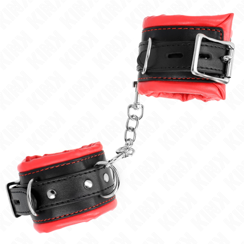 KINK - HEAVY WRIST RESTRAINTS WITH RED FUR LINED ADJUSTABLE 20-30 CM X 6 CM - NOCTURNA DESIRES