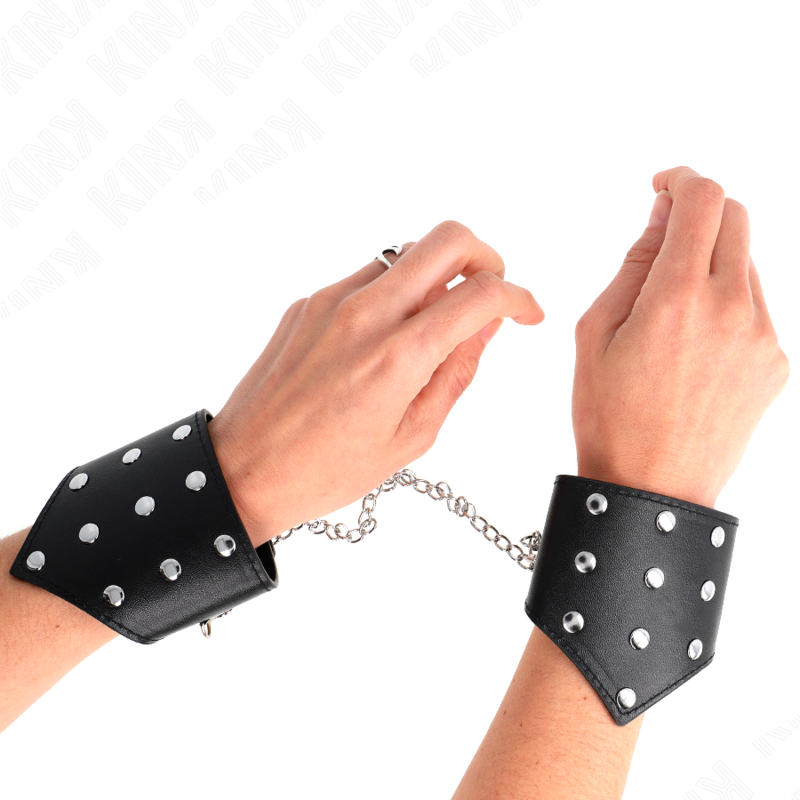 KINK - BLACK POINT STYLE WRISTBANDS WITH CHAIN ADJUSTABLE 17-23 CM X 8.5 CM - NOCTURNA DESIRES