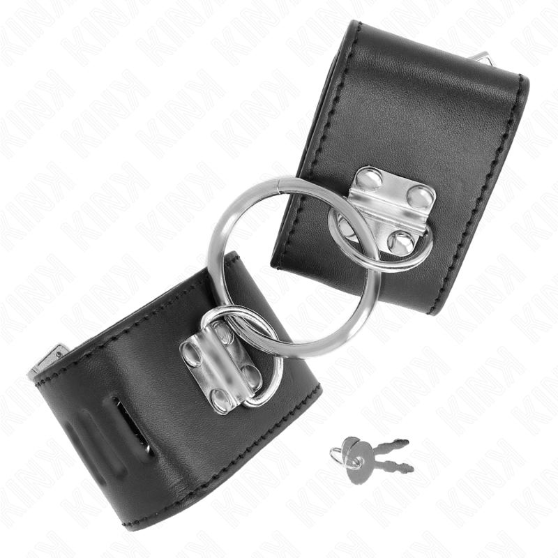 KINK - FIXED WRIST RESTRAINTS WITH RING AND PADLOCK CLOSURE BLACK ADJUSTABLE 16-23 CM X 5.5 CM - NOCTURNA DESIRES