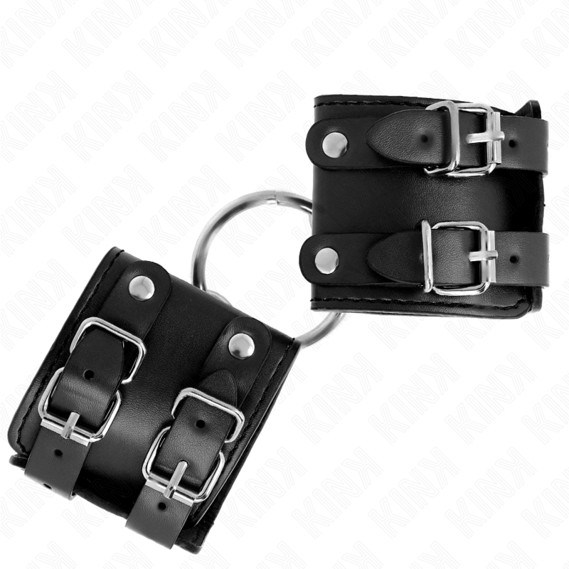 KINK - FIXED WRIST RESTRAINTS WITH RING AND STUDS ADJUSTABLE BLACK 17-22 CM X 6.5 CM - NOCTURNA DESIRES