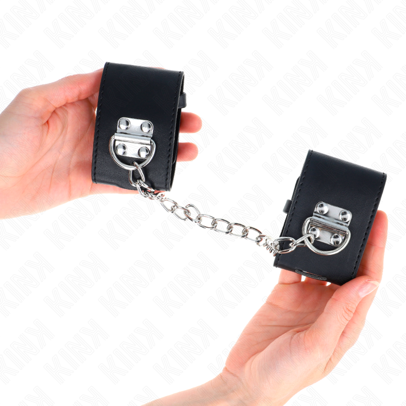 KINK - FIXED WRIST RESTRAINTS WITH CHAIN 30 CM AND PADLOCK CLOSURE BLACK ADJUSTABLE 16-23 CM X 5.5 CM - NOCTURNA DESIRES