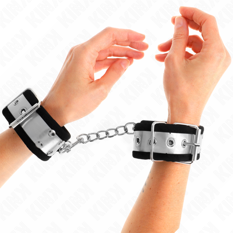KINK - THIN WRIST RESTRAINTS BLACK / SILVER 30 X 4 CM - NOCTURNA DESIRES