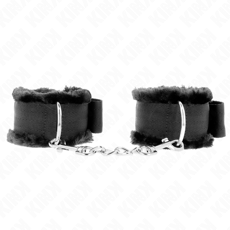 KINK - FURRY LINED WRIST RESTRAINTS BLACK ADJUSTABLE 17-31 CM X 7 CM - NOCTURNA DESIRES