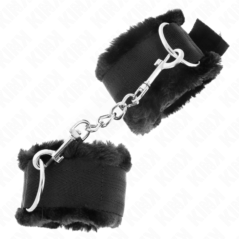 KINK - FURRY LINED WRIST RESTRAINTS BLACK ADJUSTABLE 17-31 CM X 7 CM - NOCTURNA DESIRES