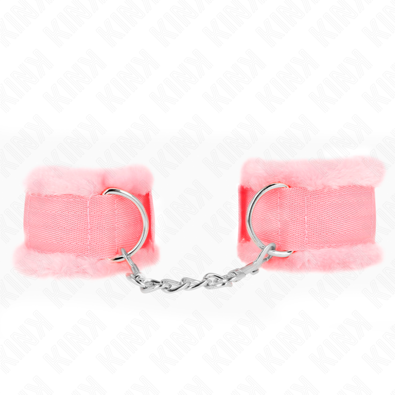 KINK - FURRY LINED WRIST RESTRAINTS PINK ADJUSTABLE 17-31 CM X 7 CM - NOCTURNA DESIRES