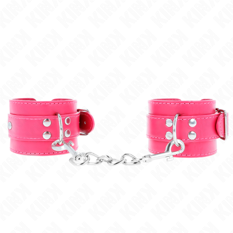 KINK - WRIST RESTRAINTS RASPBERRY ROSE WITH RASPBERRY ROSE LINING ADJUSTABLE 20-28 CM X 5.5 CM - NOCTURNA DESIRES