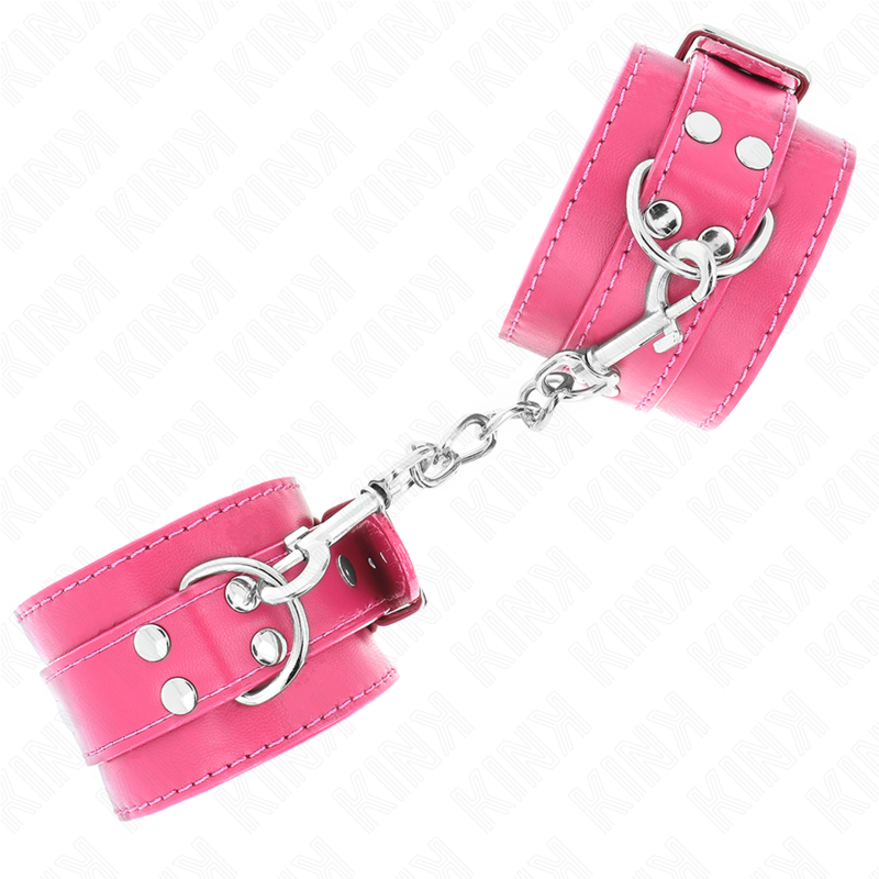 KINK - WRIST RESTRAINTS RASPBERRY ROSE WITH RASPBERRY ROSE LINING ADJUSTABLE 20-28 CM X 5.5 CM - NOCTURNA DESIRES