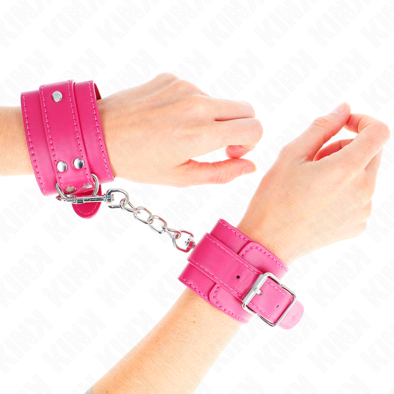 KINK - WRIST RESTRAINTS RASPBERRY ROSE WITH RASPBERRY ROSE LINING ADJUSTABLE 20-28 CM X 5.5 CM - NOCTURNA DESIRES