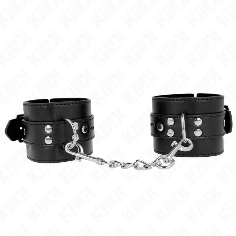 KINK - WRIST RESTRAINTS BLACK WITH BLACK BELT ADJUSTABLE 17-28 CM X 6 CM - NOCTURNA DESIRES