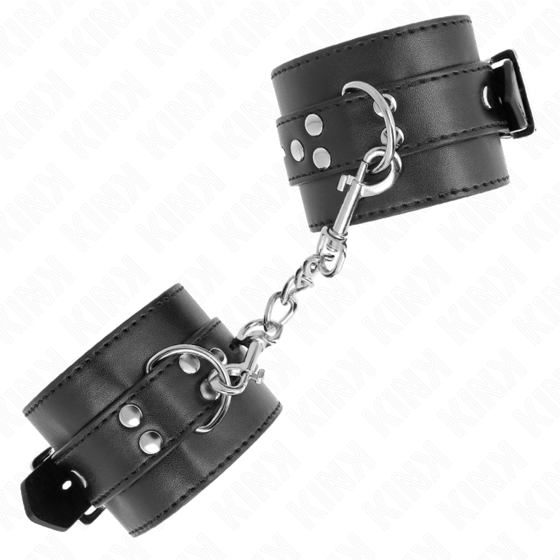 KINK - WRIST RESTRAINTS BLACK WITH BLACK BELT ADJUSTABLE 17-28 CM X 6 CM - NOCTURNA DESIRES