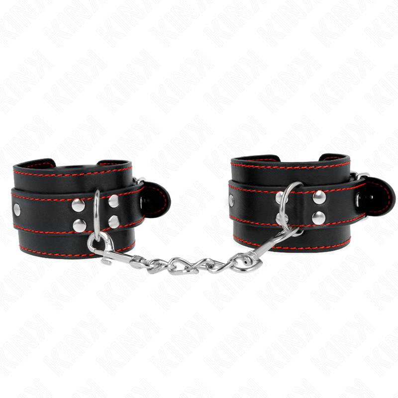 KINK - WRIST RESTRAINTS BLACK WITH RED LINING ADJUSTABLE 20-28 CM X 5.5 CM - NOCTURNA DESIRES