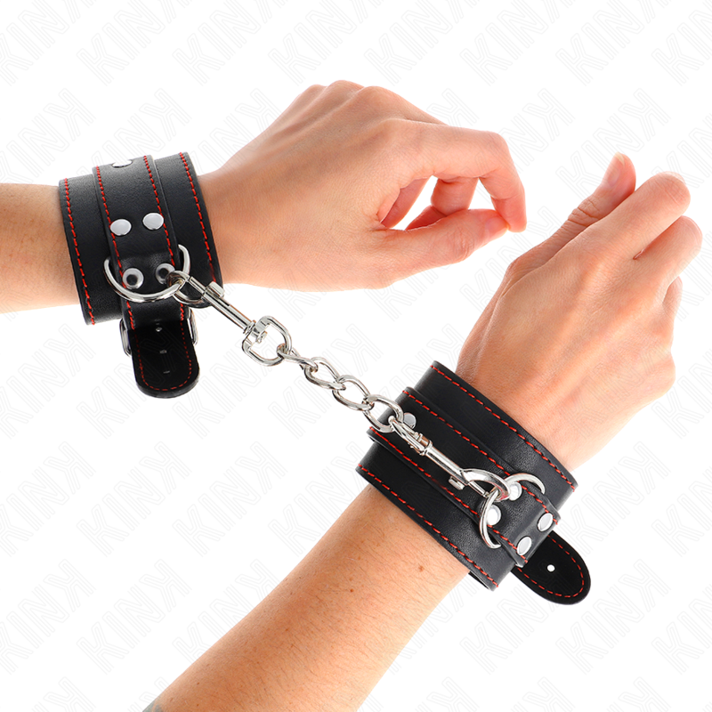 KINK - WRIST RESTRAINTS BLACK WITH RED LINING ADJUSTABLE 20-28 CM X 5.5 CM - NOCTURNA DESIRES
