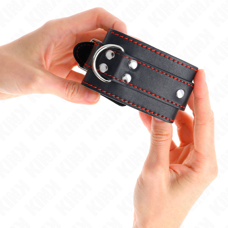 KINK - WRIST RESTRAINTS BLACK WITH RED LINING ADJUSTABLE 20-28 CM X 5.5 CM - NOCTURNA DESIRES