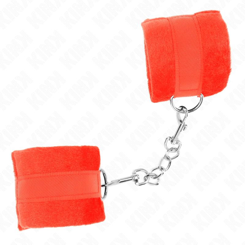 KINK - BEGINNER FUR HAND CUFFS RED 30 X 7 CM - NOCTURNA DESIRES