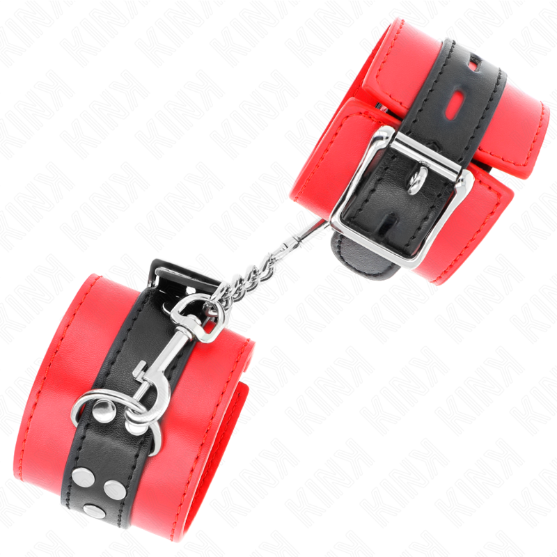 KINK - WRIST RESTRAINTS RED WITH BLACK BELT ADJUSTABLE 17-28 CM X 6 CM - NOCTURNA DESIRES