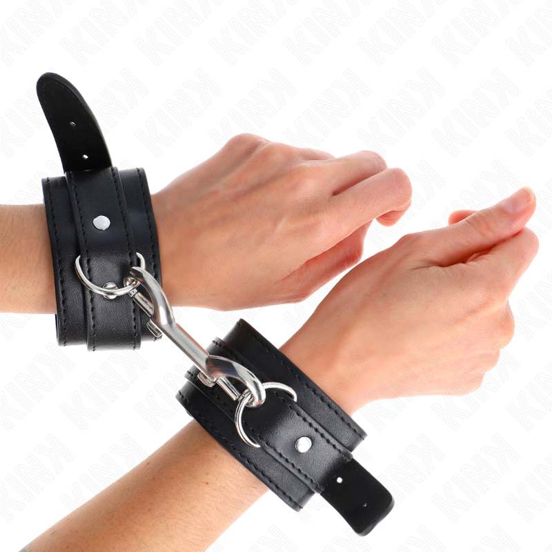 KINK - WRIST RESTRAINTS-SINGLE RIVET ROW BLACK ADJUSTABLE 17-28 CM X 5 CM - NOCTURNA DESIRES