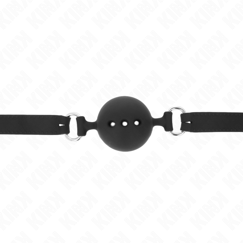 KINK - FULL SILICONE GAG 55 x 2 CM WITH 4.5 CM BALL SIZE M BLACK ADJUSTABLE 35-51 CM - NOCTURNA DESIRES