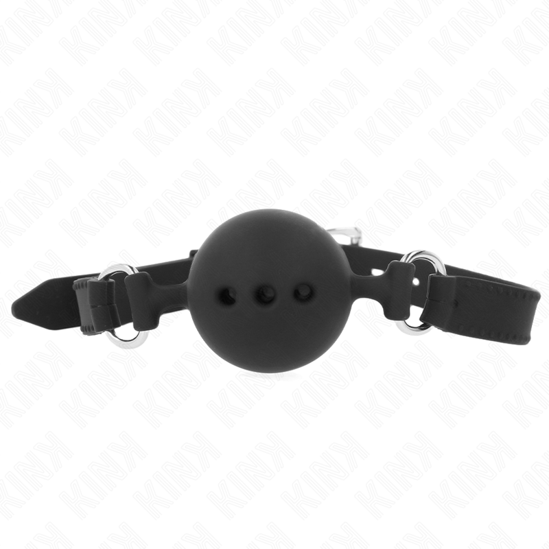 KINK - FULL SILICONE GAG 55 x 2 CM WITH 4.5 CM BALL SIZE M BLACK ADJUSTABLE 35-51 CM - NOCTURNA DESIRES