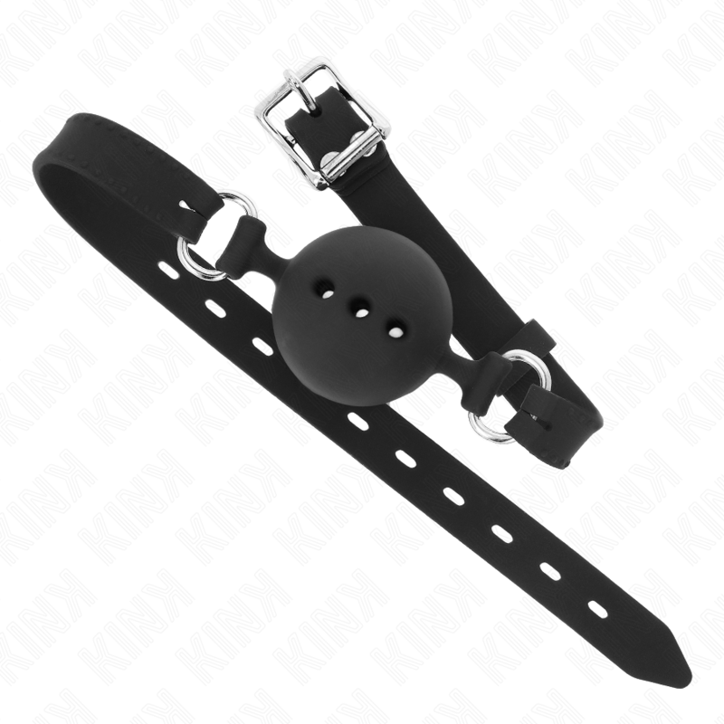 KINK - FULL SILICONE GAG 55 x 2 CM WITH 4.5 CM BALL SIZE M BLACK ADJUSTABLE 35-51 CM - NOCTURNA DESIRES