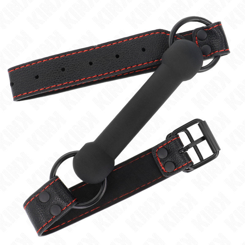 KINK - BONE GAG WITH LEATHERETTE STRAP BLACK ADJUSTABLE 41-57 CM - NOCTURNA DESIRES