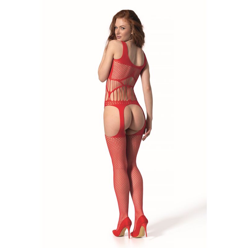 PASSION - BS 106 BODYSTOCKING RED ONE SIZE - NOCTURNA DESIRES