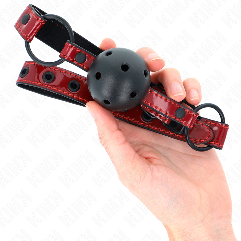 KINK - SHINY LEATHERETTE BALL 4.5 CM GAG 63.5 X 2 CM ADJUSTABLE 41 X 59 CM - NOCTURNA DESIRES