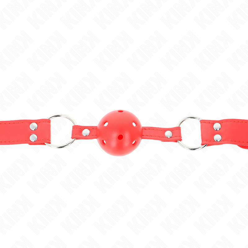 KINK - COMPLETE RED HOLLOW HARD BALL GAG 62 x 2 CM - NOCTURNA DESIRES