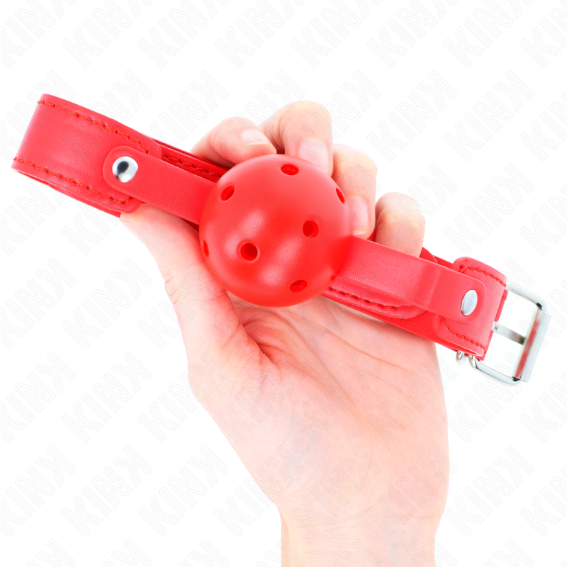 KINK - RED BREATHABLE BALL 4.5 CM GAG 65 x 2.5 CM - NOCTURNA DESIRES