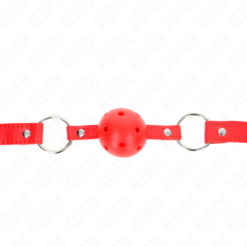 KINK - BREATHABLE BALL 4 CM GAG WITH DOUBLE RIVET MODEL 1 RED 62.5 x 2.5 CM ADJUSTABLE 42-58 CM - NOCTURNA DESIRES