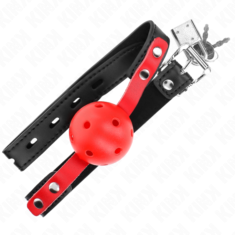 KINK - RED HOLLOW HARD BALL 4 CM GAG BLACK STRAP 60 x 2 CM ADJUSTABLE 37-52 CM - NOCTURNA DESIRES
