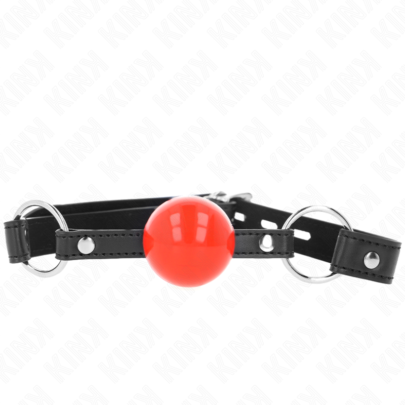 KINK - BALL 4 CM GAG WITH LOCK RED BALL BLACK STRAP 60 x 2 CM - NOCTURNA DESIRES