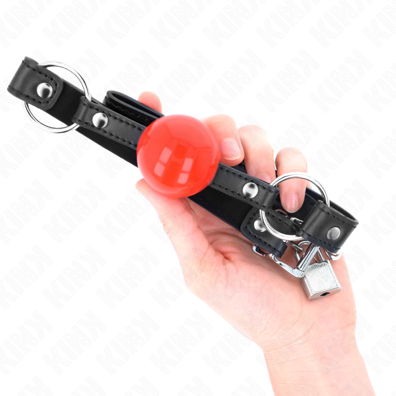 KINK - BALL 4 CM GAG WITH LOCK RED BALL BLACK STRAP 60 x 2 CM - NOCTURNA DESIRES