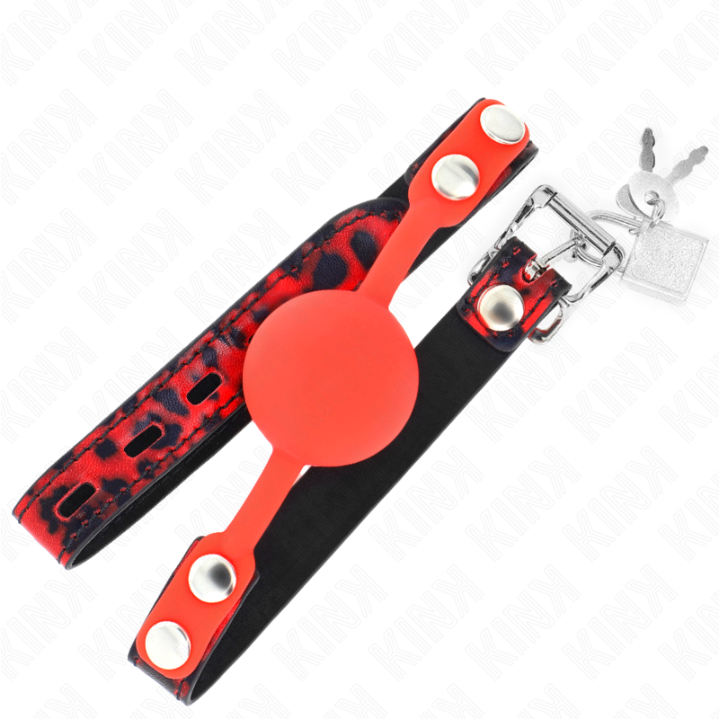 KINK - MODEL 2 SILICONE BALL 4 CM GAG WITH LOCK 60 x 2 CM - NOCTURNA DESIRES